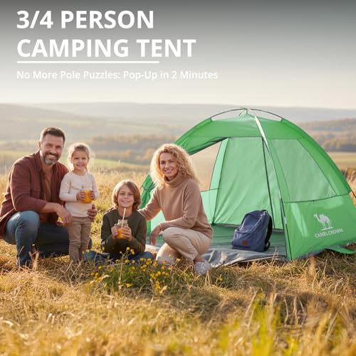 CAMEL CROWN Beach Tent UPF 50+ Sun Shelter for 2/3/5/6 Person, Lightweight Portable Sun Shade with Sand Anchor, Family Beach Day & Outdoor Adventures - color: Grass Green, size: 2/3 Person
