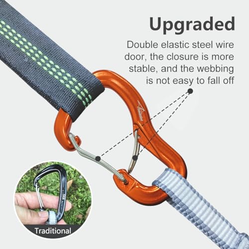 Heavy Duty Carabiner Clip Hook 8KN (1763 lbs), 2 PCS Ultra-Light Aluminum Caribeaners with Double Door D Ring Shape, for Hammock, Camping, Hiking, Backpacking, Dog Leash, Keychain Clip - style: 1#Orange-2pc