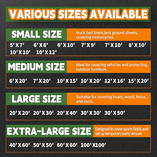 RAINDEWAY 12 Mil Heavy Duty White Tarp 7x9 Feet, UV Resistant, Waterproof, Weatherproof Poly Tarp with Metal Grommets and Reinforced Edges - color: White, size: 7x9 Feet-Finished size