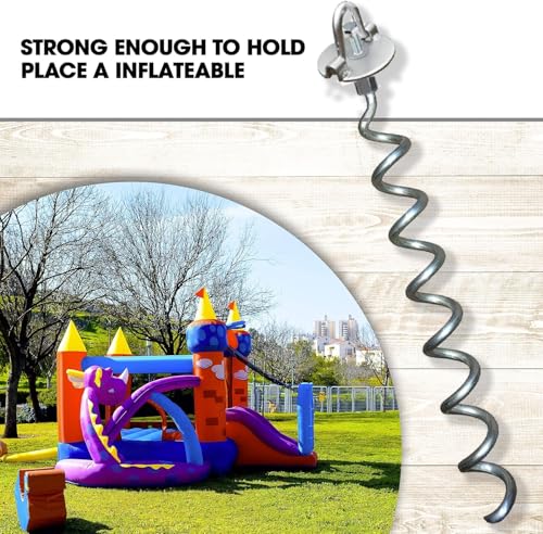 Spiral Ground Anchor - Heavy Duty Screw in Spiral Stakes, Folding Ring Ground Stakes for Securing Dogs, Tents, Trampolines, Canopies, Swing Sets, 8-Pack