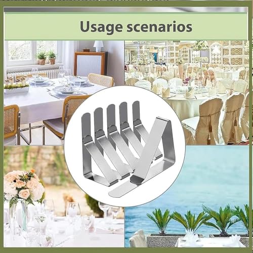 6PCS Tablecloth Clips Set Stainless Steel Outdoor Picnic Table Cover Holders Non Slip Fasteners Party Camping Dining Events - color: Silver 6-pack