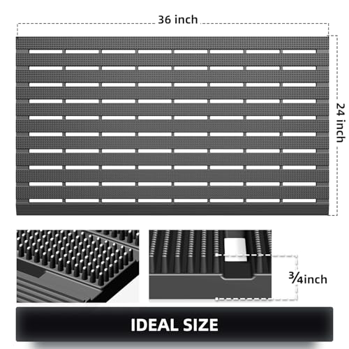MATALL Waterproof Outdoor Door Mat - 36x24 Inches Non-Slip Drainage Large Door Interlocking Floor Mat for Indoor Home Pool Entry Garage（Gray ） - color: Grey, size: 2' x 3' (Rectangular)