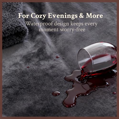 Waterproof Blanket for Bed, Couch - King Sized (80"x90") Plush Water Proof Blanket to Protect Furniture, Stain Resistant, Leak-Proof, Double-Sided, Reversible Flannel & Sherpa Fleece, Grey - color: Grey, size: Queen/King (80"x90")