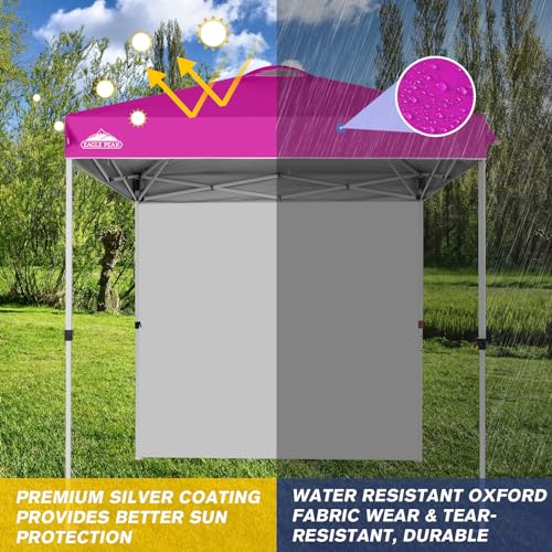 EAGLE PEAK Commercial Canopy 6.6x6.6 Pop Up Canopy Tent with 1 Sidewall, Easy Setup Heavy Duty Instant Event Shelter for Vendors & Markets, Outdoor Sun Shade, Pink - color: Pink, size: 6.6x6.6