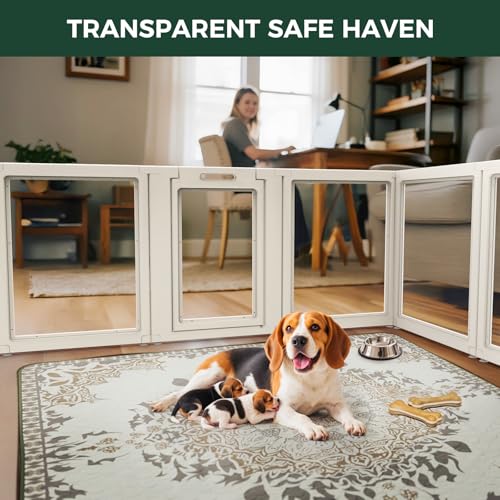 FXW AuraSpace Acrylic Indoor Dog Playpen for Medium Dogs, 35 Inch, 10 Panels, White - color: White, size: 35"H