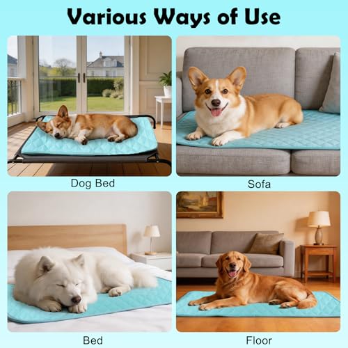 Vivifying Dog Cooling Mat, Ice Silk Pet Cooling Pad for Car Back Seat, Non-Slip Summer Cooling Mat for Dogs and Cats, Indoor & Outdoor, 52" x 25"