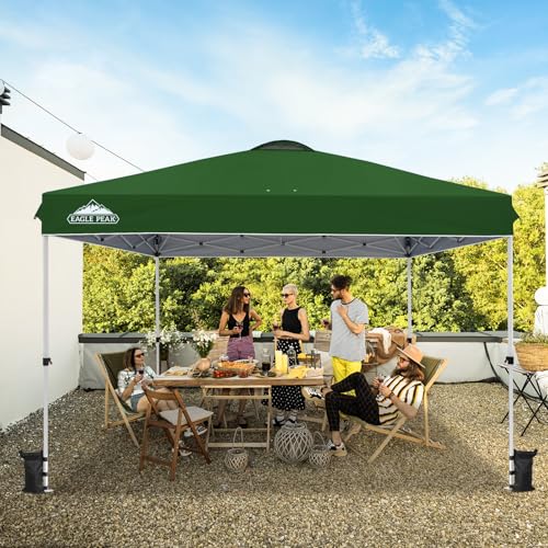 EAGLE PEAK Pop Up Canopy Tent with Wheeled Carry Bag, 8 Stakes, 4 Ropes, 4 Weight Bags, Easy Set Up Tent Canopy, 12x12 ft, 144sqft of Shade, Green - color: Green, size: 12x12