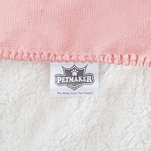Waterproof Pet Blanket - 50x60-Inch Reversible Sherpa Fleece Throw Protects Couches, Cars, and Beds from Spills, Stains, and Fur by PETMAKER (Pink) - color: Pink, size: Small
