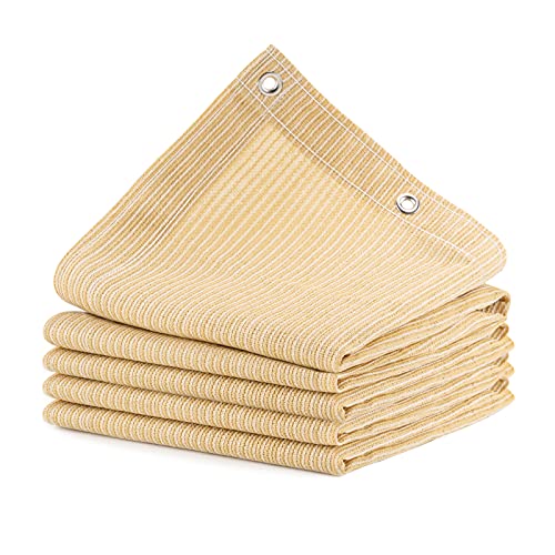 90% Outdoor Sun Shade Cloth, 8’ x 12’, Pergola, Deck, and Backyard Patio Sunshade with UV Protection, Heat Resistant HDPE Material, Reinforced Grommets (8x12 FT, Wheat) - color: 1-wheat, size: 8x12 FT