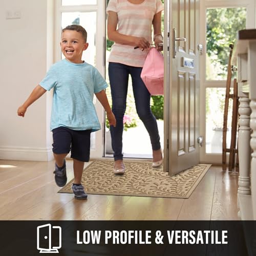 HIYARD Front Door Mat, Absorbent Dirt Trapping Welcome Door Mat Indoor Outdoor, Non Slip Entry Mat, Indoor Outdoor Door Mats, Fade Resistant, Low Profile Doormat for Entryway, 47×32, Beige - color: Beige, size: 2'8" x 3'11" (Rectangular)