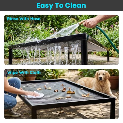 ZOMISIA Chew Proof Elevated Dog Bed for Extra Large Dogs XL- Raised Pet Cot with Removable Waterproof Padded for Outdoor Use, Indestructible and Washable, 50" L x 31" W x 7.5" H, Black - size: XL - 50"L x 31"W x 7.5"H
