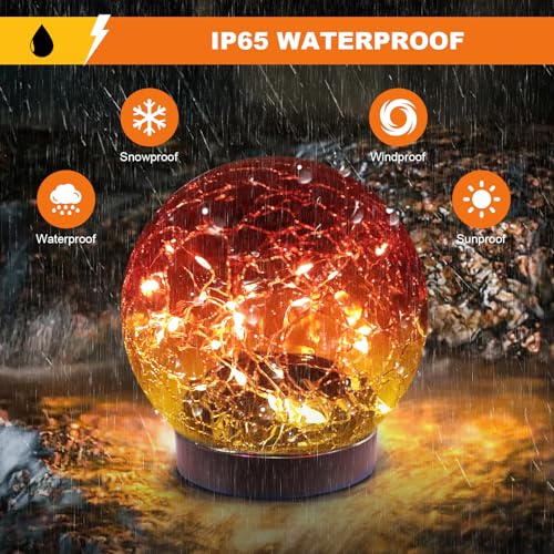 MLKNK Solar Globe Lights Outdoor Waterproof-Solar Balls-Solar Garden Lights-Orbs for Outside 2 Pack Cracked Glass Ball for Lawn Patio Yard Backyard Decorations - color: Red, size: 2 globes