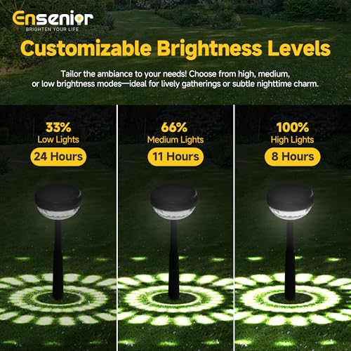 Ensenior 8-Pack Solar Lights Outdoor, Auto ON/Off 6500K LED Solar Garden Lights for Pathway, Yard, Patio, Walkway, Flower Bed, Halloween Christmas Landscape Lighting, IP65 Waterproof, Flag Lights - color: Cool White, size: Pack of 8