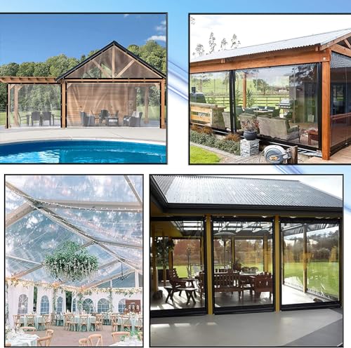 6' x 10' Clear Poly Tarp Heavy Duty with Grommets for Henhouse Porch Greenhouse Camping - size: 6FT X 10FT