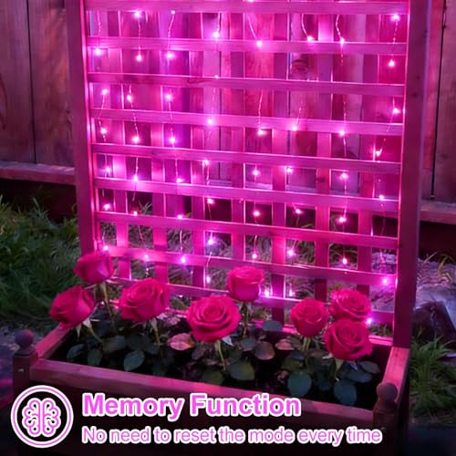 YEGUO 4 Pack Pink Solar Fairy Lights, Each 33ft 100 LED Christmas Lights Outdoor Waterproof, 8 Modes Sliver Wire Solar String Lights - color: Pink
