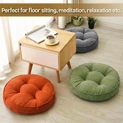 1 MIDDLE ONE Floor Pillow Set of 2, Memory Foam Floor Cushions for Adults, Large Meditation Pillow for Sitting, 22 x 22 Inches (Round | Green) - color: Round | Green