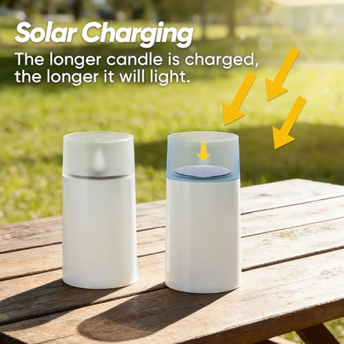 Homemory Solar Candles Outdoor Waterproof, Flickering Flameless LED Candles with Dusk to Dawn Sensor, 3"x6" Solar Powered Candles for Outdoor Lanterns Patio Garden Yard Christmas Decorations, 2 Pack - size: D3"xH6", 2 Pcs, Acrylic