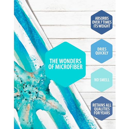 VENTURE 4TH Microfiber Beach Towel: Quick-Dry, Compact, Sand-Free, Absorbent, Sandproof and Lightweight - Perfect for Camping, Beach, and Roadtrips (Striped Starfish Design | 35x78 inches) - color: Striped Starfish, size: Extra Large (78" x 35")