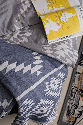 Bersuse 100% Cotton Teotihuacan XL Throw Blanket Turkish Towel Beach Blanket - Beach Camping Essentials - 75x90 Inches, Silver Grey - color: Silver Grey