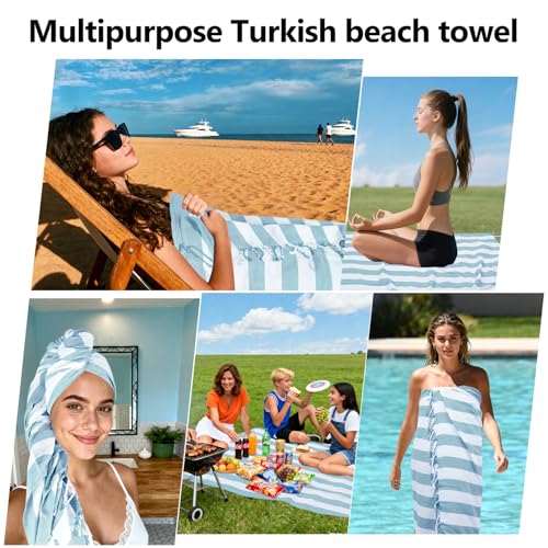 12 Pack Turkish Beach Towel 36"x71" Extra Large Beach Towels Sand Free Bath Towels Adults Lightweight Quick Dry Pool Towels Blue - color: Blue, size: 12 Pack
