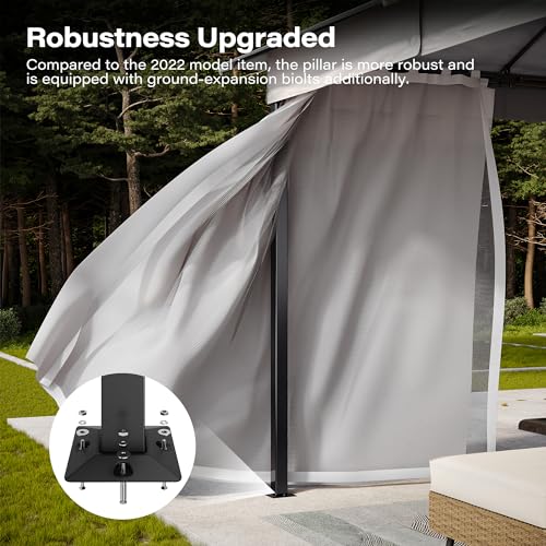 LAUSAINT HOME Gazebo 10x13ft, Heavy Duty Patio Gazebo with Expansion Bolts, Party Canopy Tent with Double Roofs, Mosquito Nettings and Privacy Screens for Backyard, Garden, Lawn, Grey - color: Gray, size: 10'x13'