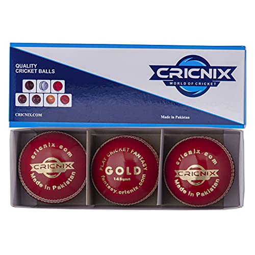 Gold Cricket Ball - 5oz Leather Ball for Cricket Net | Red Ball for Junior Sport Game - size: 6-Pack