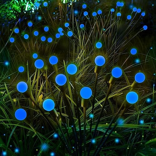 Albelt 6-Pack Solar Outdoor Lights for Garden Decorations, 48 LED Super Bright Firefly Light (Sway by Wind), New Upgraded Solar Lights Outside Waterproof for Outside Pathway Patio Yard Porch (Blue) - color: Blue, size: 6 Pack
