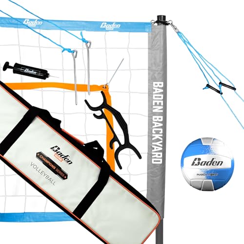 Baden Volleyball Net Set, Volleyball Bag, Adjustable Poles, & Boundary Lines, Portable Volleyball Net for Backyard or Outdoor Activities for Men, Women & Kids