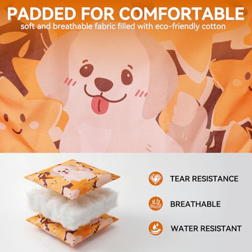 Huskfirm Padded Kids Camping Chair Folding Toddler Chair with Cup Holder & Safety Lock Portable Kids Beach Chair Ages 3-6 for Outdoor Camping Foldable Kids Chair Support 120lbs,Orange Dog - color: Orange Dog