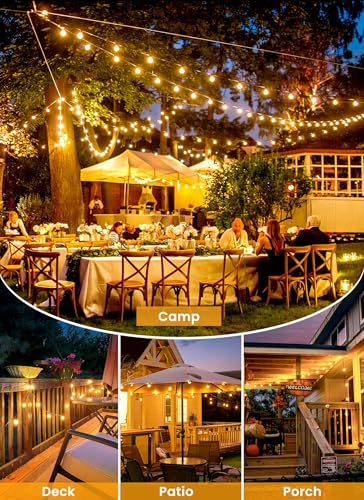Brightown 158FT Solar String Lights Outdoor Waterproof with Remote, Solar Patio Lights with 75 Shatterproof LED Bulbs, 3 Light Mode, Dimmable & Timer, Hanging String Lights for Porch Garden Bistro - size: 158FT G40