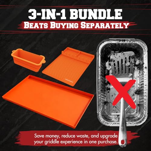 KITCHEN PERFECTION Ultimate Kit for Blackstone Griddle 28 Inch - Silicone Griddle Cover Mat + Griddle Accessories Mat + 2 PCS Silicone Grease Cup Liners Hermetic Protection from Rust & Debris All Year - color: Black 28inch Ultimate Kit