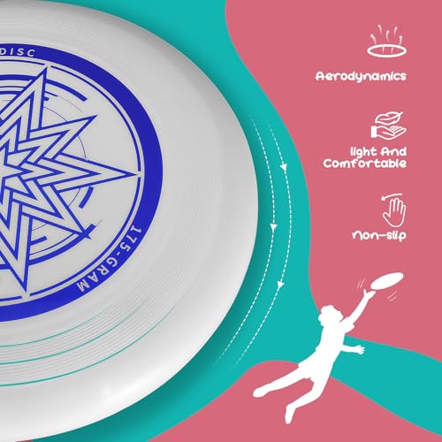 Outdoor Flying Disc 175g,Adult Sport Disc Set for Competitive and Pro Players,Flying Disc Set Includes 1 Glow in The Dark Flying Disc for Beach Pool Game, Camping and Backyard - color: White yellow