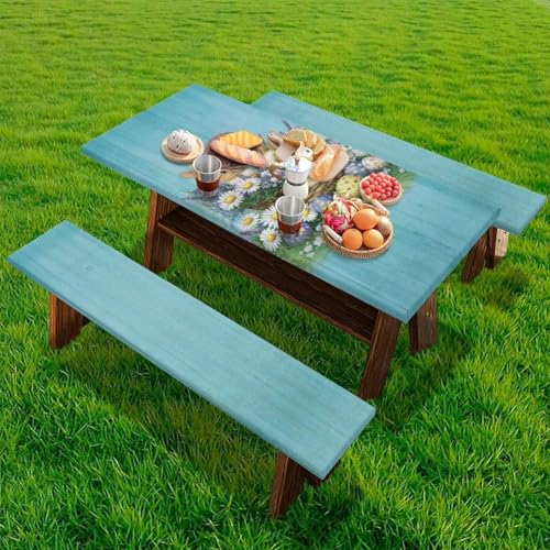 Easter Bunny Picnic Table Cover Elastic Fitted Table Cloth for Camping Party Easter Bunny Picnic Table Cover with Bench Covers 3 PCS for Outdoors - color: Easter Bunny, size: Small