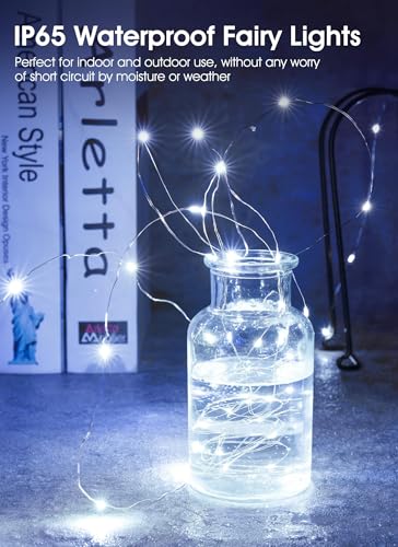 Minetom 6 Pack Fairy Lights Battery Operated String Lights - 7ft 20 LED Waterproof Silver Wire Firefly Lights Waterproof for DIY Crafts Wedding Décor Table Mason Jars Party, White - size: 6 Pack - White