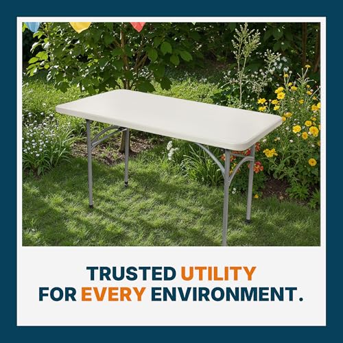 OEF Furnishings OEFBT2448 Utility Series Heavy-Duty Premium Commercial-Grade Indoor/Outdoor Folding Table (24 x 48 in, Rectangular, Speckled Gray Top/Gray Frame) - size: 48 x 24 in