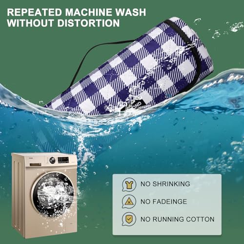 ZUBOND 80''x100'' Extra Large Picnic Beach Blankets Waterproof Sandproof Foldable, Machine Washable Simple Stylish Gingham Outdoor Blankets Grass Lawn Park for Family Camping Party - color: Blue White, size: 6'8" x 8'4" (Rectangular)