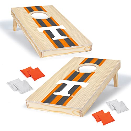 Wild Sports Tennessee Volunteers 1' x 2' Travel Size Solid Wood Cornhole Set with Direct Print HD Team Graphics – Great Gift for Any Sports Fan! Bean Bag Toss Family Games for Outdoor Play