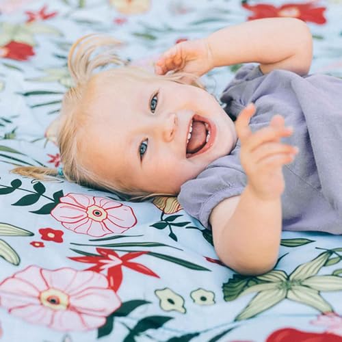 Little Unicorn 5'x10' XL Outdoor Family Picnic & Beach Blanket | Durable & Water-Resistant Fabric | Compact Fold & Easily Wipes Clean | Zipper Pocket (Primrose Patch) - color: Primrose Patch, size: 5 x 10