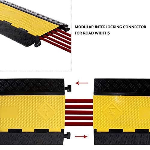 1 Pack Rubber Cable Ramp Hose Cable Protector Ramp 5 Channel 22000Lbs Load Capacity Traffic Speed Bump Wires Power Lines Extension Cord Cover for Indoor Outdoor - color: 22000Lbs-5Channel-1Pack