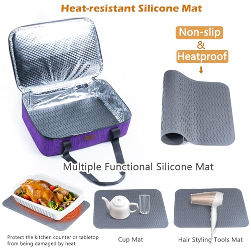 BAGSPRITE Insulated Casserole Carrier for Hot or Cold Food with Heat-resistant Mat, Casserole Dish Carrier Insulated Food Carrier, Hot Food Carrier, Foil Pan Carrier Fits 9" x 13" Baking Dish - color: Purple, size: Style A