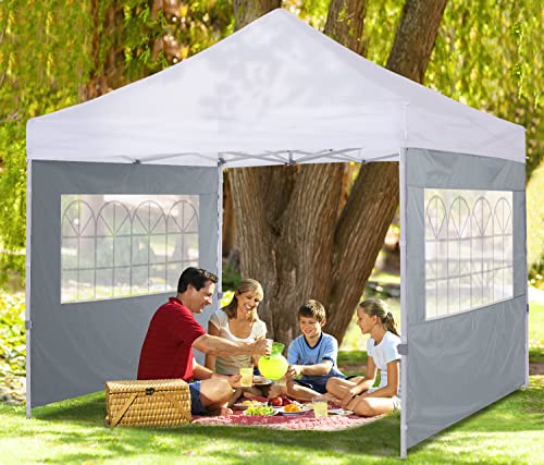 COOSHADE Instant Canopy SunWall 10x10 Canopy SideWall for Pop up Canopy Tent, 1 Pack Sidewall with Church Window Only, Grey - color: Gray, size: 10x10-Church Window