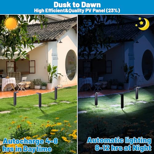 Sunvivo Solar Path Lights,2 Modes(Cold White or Warm White),Bright Solar Path Light Outdoor Waterproof,Perfect Elegant Guide Light or Deco for Yard,Garden,Lawn,Sideway,Driveway,Outdoor Event(8Pack) - color: Cold White and Warm White Light, size: 8 Pack