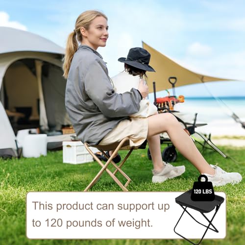 Collapsible Stool Folding Stool for Adults, Foldable Backpack Stool Portable Chair Heavy Duty Compact Travel Camping Stool with Storage Pocket, Portable Folding Seat for Fishing Hiking (Black, S) - color: Black, size: Small