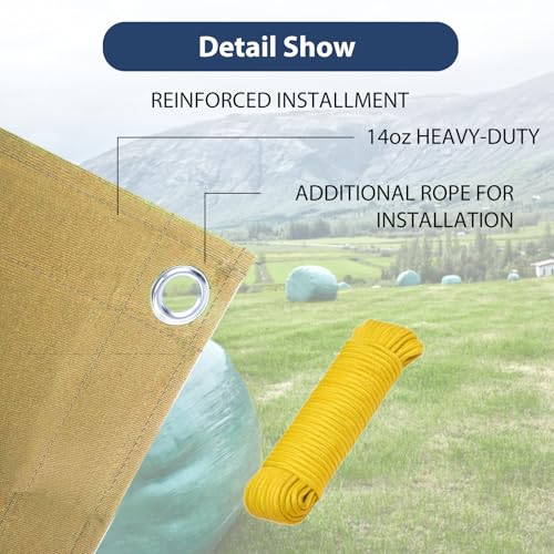 10’x10’ Canvas Tarps Heavy Duty Waterproof Tarpaulins with Aluminum Grommets,UV Resistant, 22Mil Multipurpose Drop Cloth, 14oz Cover Sheet for Outdoor and Indoor Use with Ropes Yellow - color: Yellow, size: 10'x10'