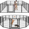 Kfvigoho Dog Playpen Outdoor Extra Wide 16 Piece Panels Heavy Duty Dog Fence 40" Height Anti-Rust with Doors Portable for RV Camping Yard, Total 42FT, 140 Sq.ft, Snowy Black - style: 32"W x 40"H