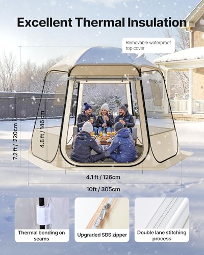 VEVOR Pop up Sports Tent, 8 Sizes Optional Clear Bubble Tent for 1-6 Person, Waterproof Outdoor Pod with Floor Mat & Top Cover, Garden Igloo Dome Tents Camping Shelter for Sports Watching - color: Clear, size: 10'l X 9.2'w X 7.2'h