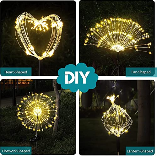 JJGoo Solar Firework Lights, 2 Pack 180 LEDs 2 Lighting Modes Solar Lights Outdoor Waterproof for Garden Patio Walkway Pathway Party Wedding Christmas Decorative - Warm White - color: Warm White, size: 2 Pack 180 LEDs