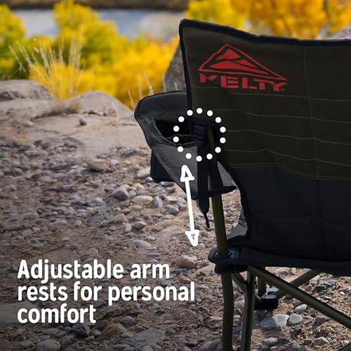 Kelty Deluxe Lounge Chair – Folding Outdoor Camp Chair, Insulated Cupholders, Customized Recline, Steel Frame, Padded Roll Storage, 2024 (Deep Lake) - color: Dark Shadow / Midnight Navy