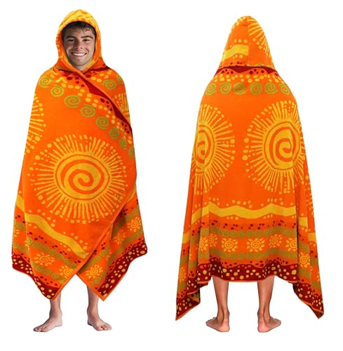 COTTON CRAFT Hooded Beach Towel - Oversized XXL 35x84 Towel with Hood for Adults - The Big Kahuna 7 Foot Extra Large Beach Blanket Towel - Big & Tall Soft 100% Cotton Velour - Sunshine Orange Yellow - color: Sunshine Orange Yellow, size: 1 Pack - 35x84 Ho