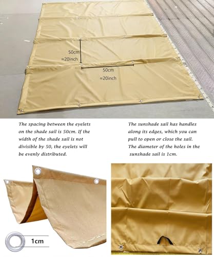 Sun Shade Sail Retractable Wave Waterproof 3' x 5' Shade Cloth Waterproof Outdoor Garden Patio Pergola Sunscreen Awning Canopy 95% UV Block with Rope for Yard Deck Lawn Carport Sand